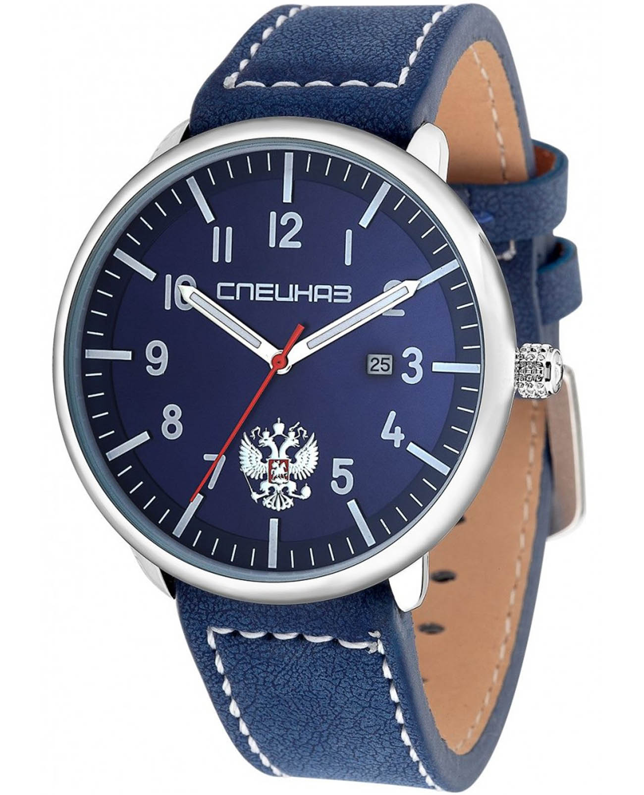 Спецназ Спецназ Атака С2961396-2115-300  С2961396-2115-300 кварцевые мужские часы синий циферблат, браслет кожаный — вид спереди